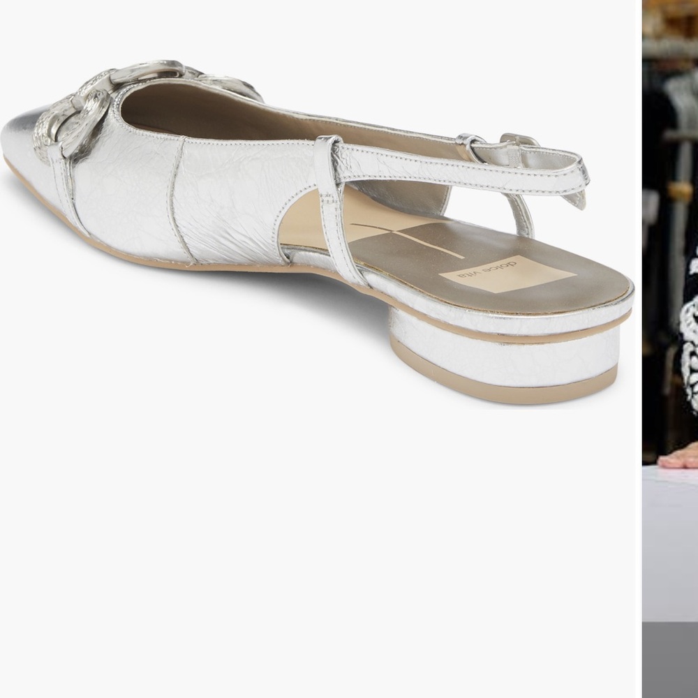 Dolce Vita Metallic Silver Slingback Flats - Picture 5 of 5
